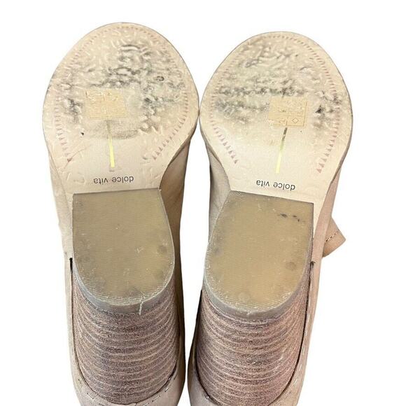 Dolce Vita Womens Open Toe Chunky Heel Mules Booties Slip On Shoes Beige sz 10 - Picture 15 of 16